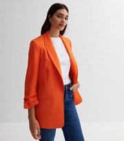 New Look Orange Ruched Sleeve Oversized Blazer